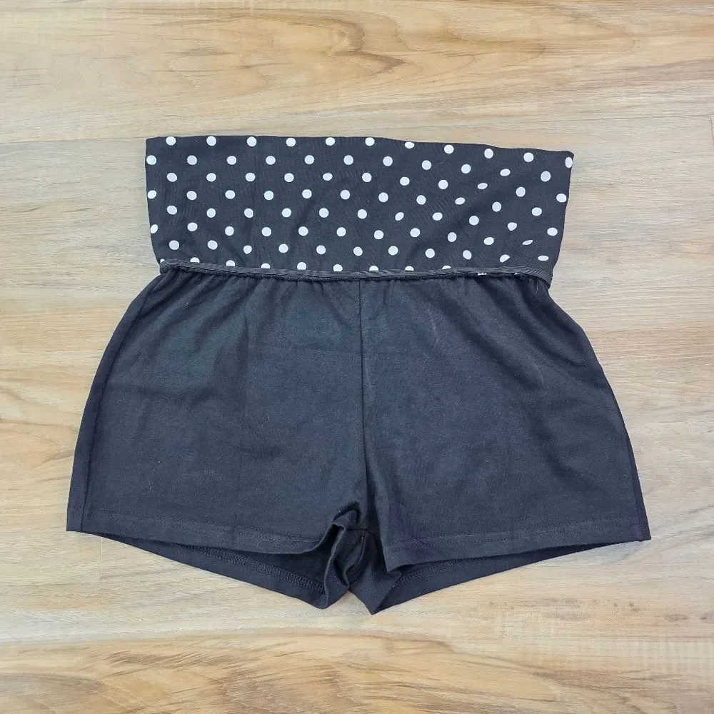 ☔️🔸️NWOT Black Polka Dot Fold Over Loungewear Shorts Small